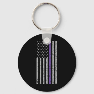 Memories Matter Alzheimer USA Flag Purple Strip Key Ring