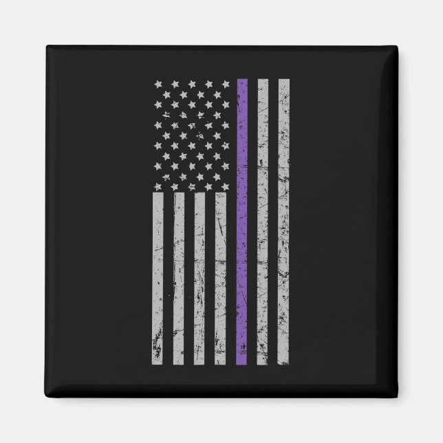 Memories Matter Alzheimer USA Flag Purple Strip  Magnet (Front)