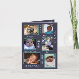 Memories Navy Blue 6 Photo Any Occasion Thank You Card