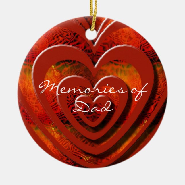Memories of Dad, Personalise Ceramic Tree Decoration (Front)