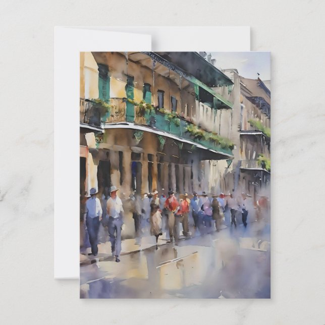 Memories of New Orleans - Bourbon Street C Holiday Card (Front)