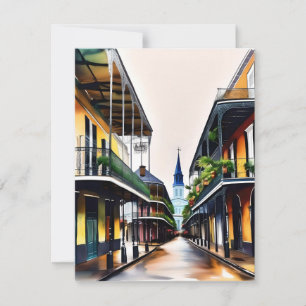 Memories of New Orleans - Bourbon Street L Holiday Card