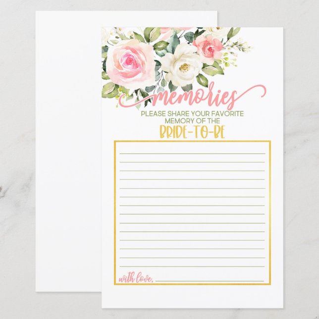 Memories of the Bride - Pink Floral & Gold (Front/Back)
