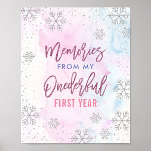 Memories ONEderful YearSnowflake Glitter Magenta Poster