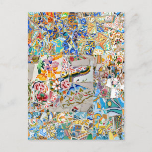 Memories. Park Güell. Great Mosaic. Part 1. Postcard