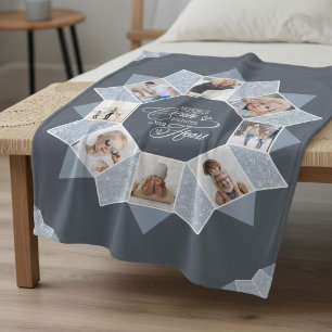 Memories Photo Collage Blue ID1016 Fleece Blanket