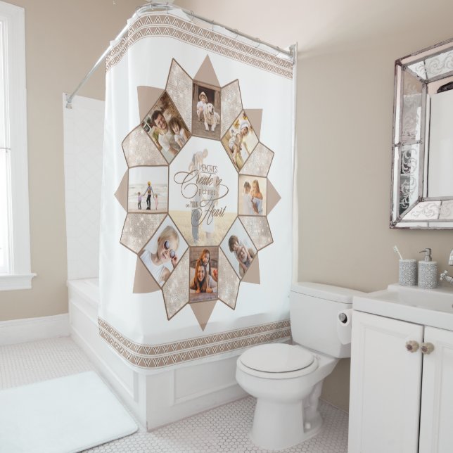 Memories Photo Collage Earth Tones ID1016 Shower Curtain (In Situ)