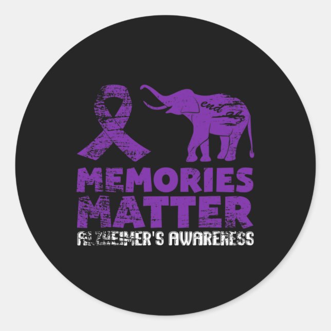 Memories Problem Heimerheimer - Purple Elephant 1  Classic Round Sticker (Front)