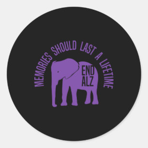 Memories Problem Purple Elephant And Text Heimerhe Classic Round Sticker