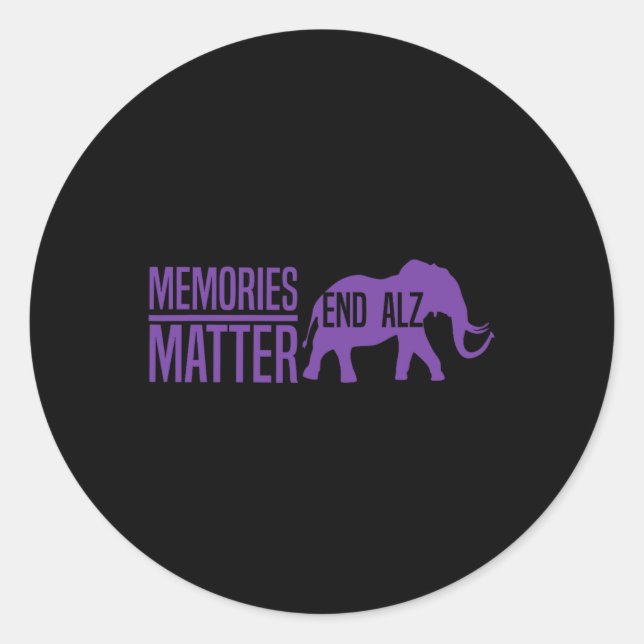 Memories Problem Purple Elephant And Text Heimerhe Classic Round Sticker (Front)
