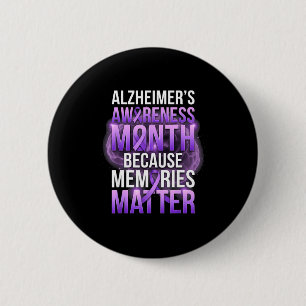 Memories purple ribbon alzheimer’s awareness month 6 cm round badge