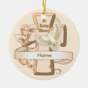 Memory Cross Ceramic Tree Decoration