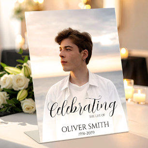 Memory Custom Photo Celebration of Life Template Pedestal Sign