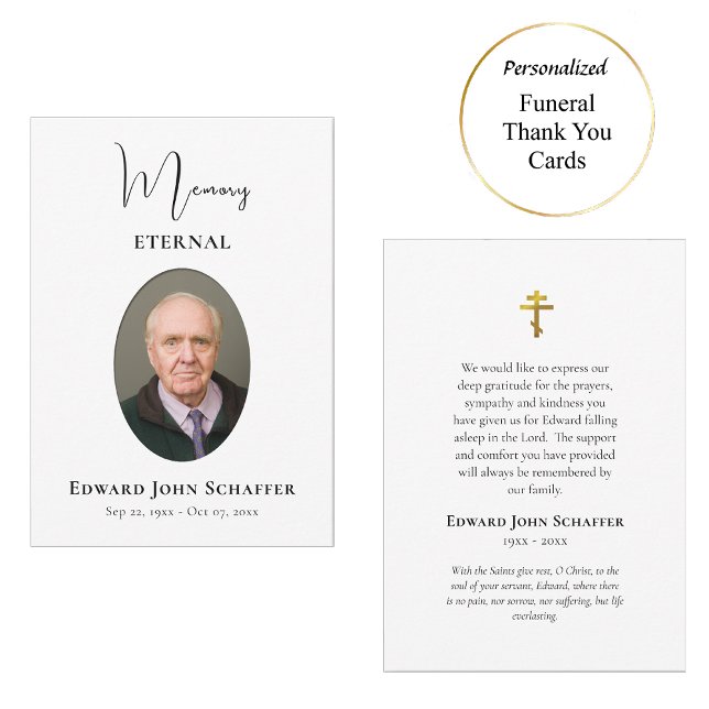 Memory Eternal Photo Orthodox Christian Funeral Thank You Card (Creator Uploaded)
