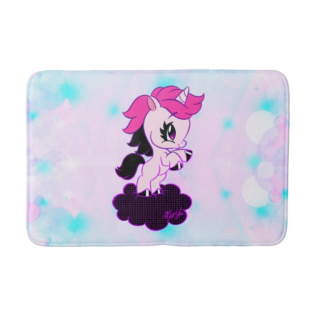 Memory Foam Cute Unicorn Medium Bath Mat 20” x 30" (Front)