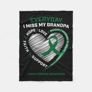 Memory Gifts Miss My Grandpa Kidney Disease Awaren Fleece Blanket