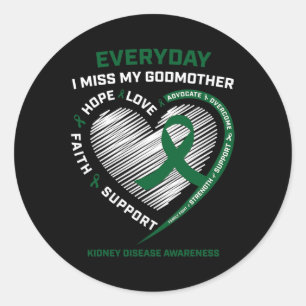 Memory Gifts Women Godmother Kidney Disease Awaren Classic Round Sticker