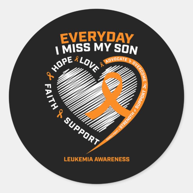 Memory In Remembrance Of My Son Leukaemia Awarenes Classic Round Sticker (Front)