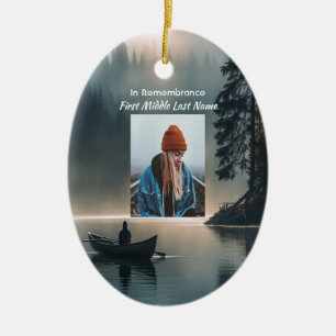 Memory Keepsake Wilderness Lake Canoe Ceramic Tree Decoration