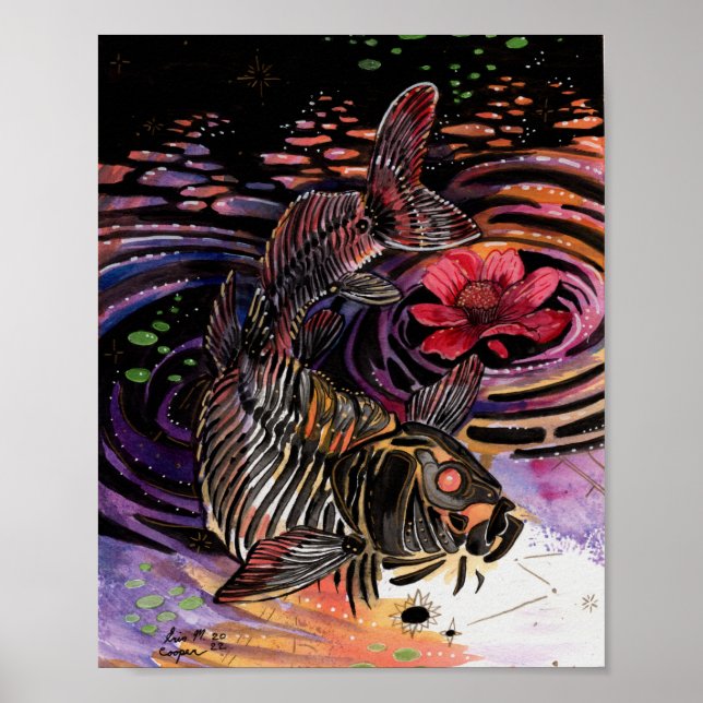 Memory Maps Autumn Vibes Koi Skeleton Reflections Poster (Front)