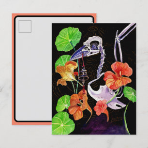 Memory Maps Autumn Vibes Raven skeleton Holiday Postcard