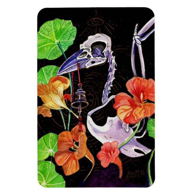 Memory Maps Autumn Vibes Raven skeleton  Magnet (Vertical)
