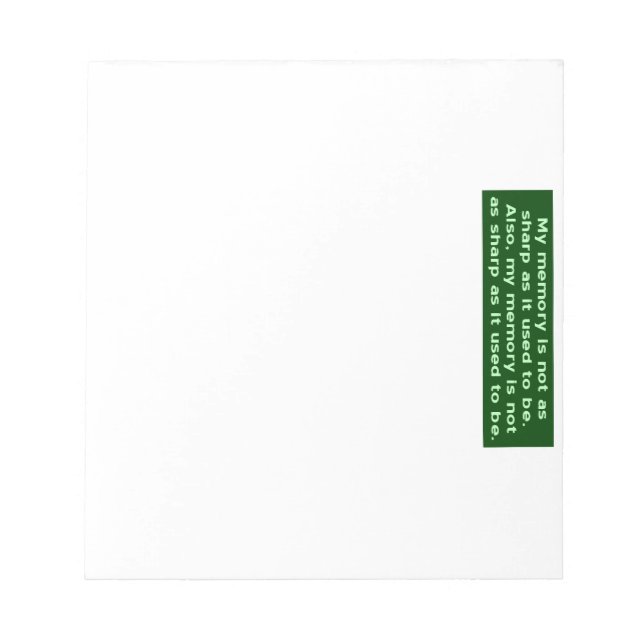 Memory Not Sharp Notepad (Front)