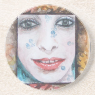 MEMORY OF AUTUMN WITH LEAVES AND DROPS OF WATER COASTER