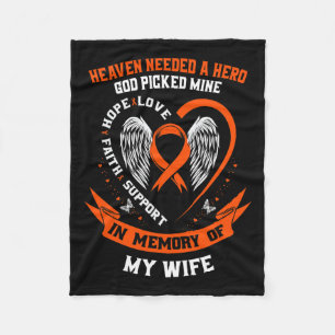 Memory Of Wife Leukaemia Awareness Memorial Gifts  Fleece Blanket