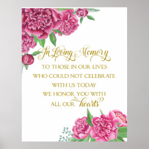 memory remembrance  floral wedding peony sign