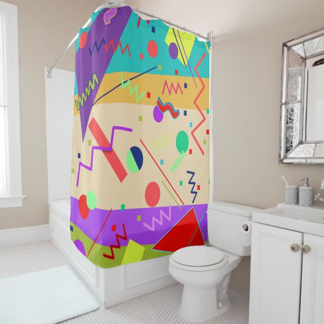 Memphis #56 shower curtain (In Situ)