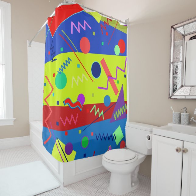 Memphis #63 shower curtain (In Situ)