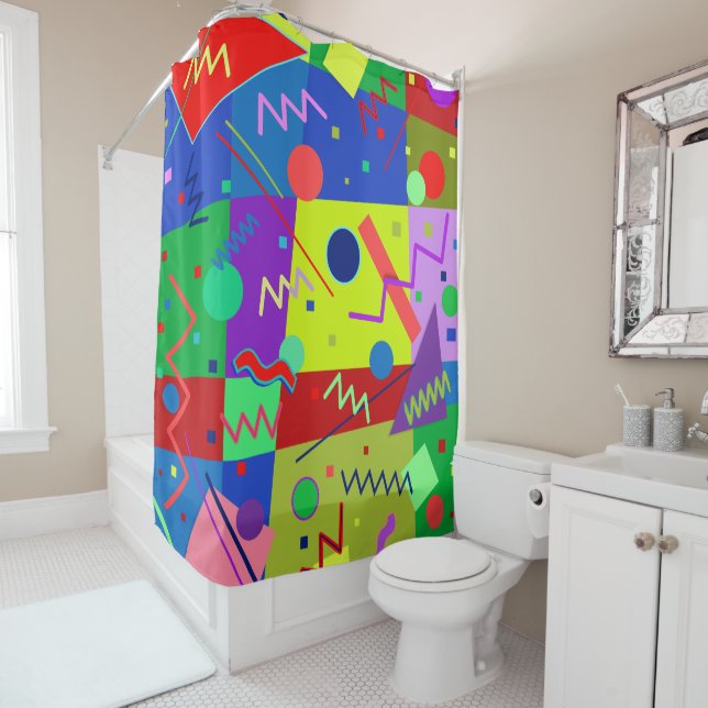Memphis #64 shower curtain (In Situ)
