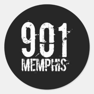Memphis 901 Area Code Distressed Classic Round Sticker