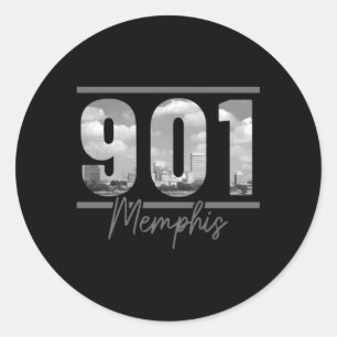 Memphis 901 Area Code Skyline Tennessee Classic Round Sticker