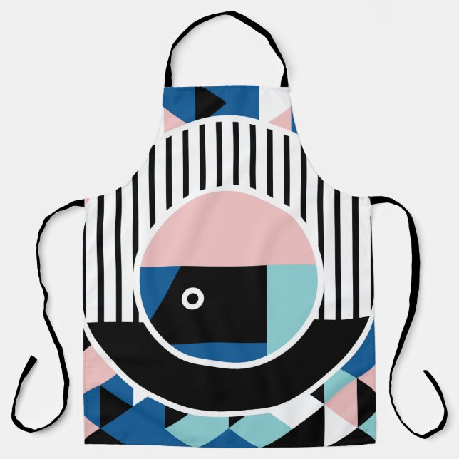 Memphis abstract poster design. Face geometric mak Apron (Front)