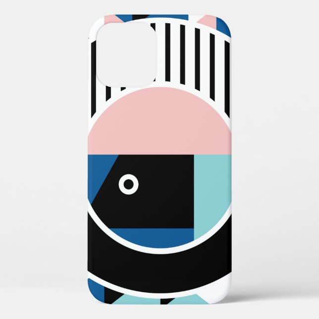 Memphis abstract poster design. Face geometric mak Case-Mate iPhone Case (Back)