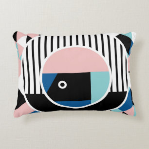 Memphis abstract poster design. Face geometric mak Decorative Cushion