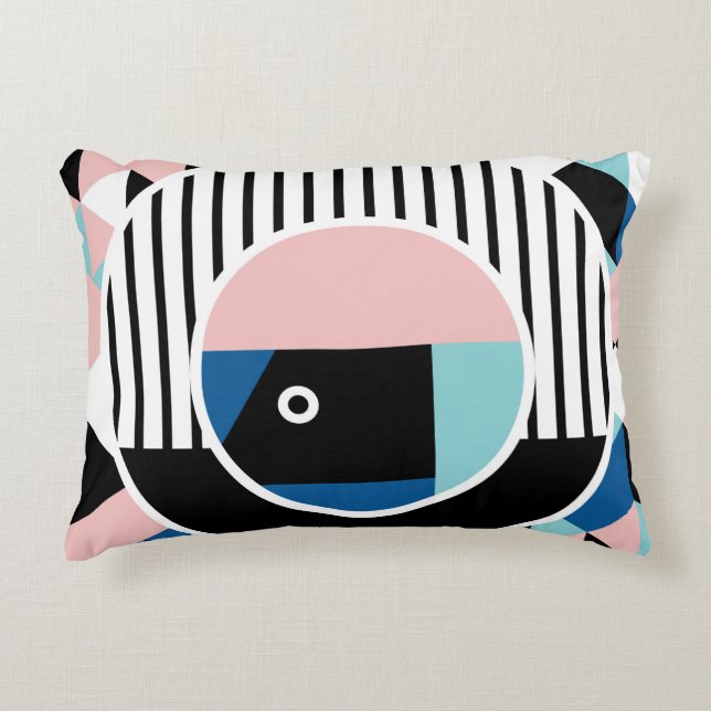 Memphis abstract poster design. Face geometric mak Decorative Cushion (Front)