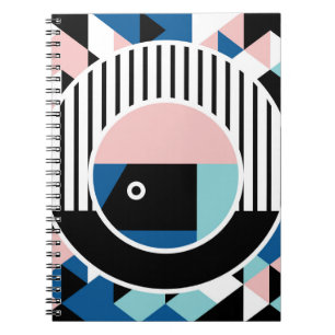 Memphis abstract poster design. Face geometric mak Notebook