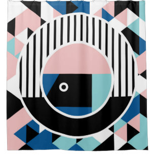 Memphis abstract poster design. Face geometric mak Shower Curtain