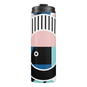 Memphis abstract poster design. Face geometric mak Thermal Tumbler
