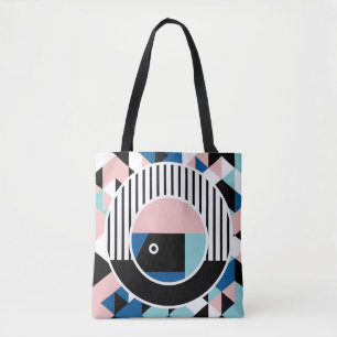 Memphis abstract poster design. Face geometric mak Tote Bag