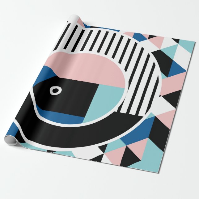 Memphis abstract poster design. Face geometric mak Wrapping Paper (Unrolled)