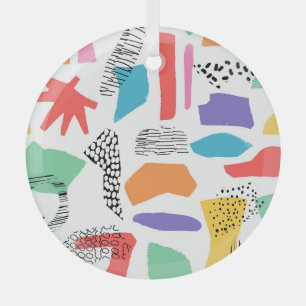 Memphis Art: Grunge Surface Design Glass Tree Decoration