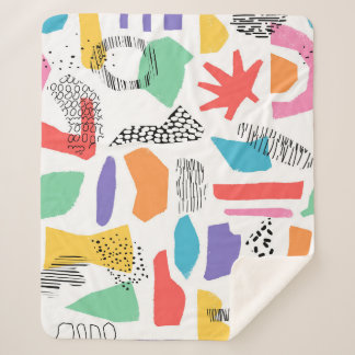 Memphis Art: Grunge Surface Design Sherpa Blanket