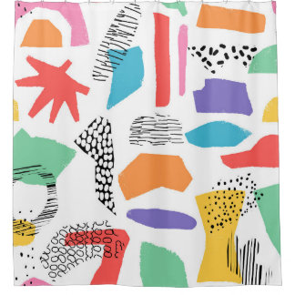 Memphis Art: Grunge Surface Design Shower Curtain