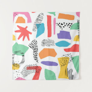 Memphis Art: Grunge Surface Design Tapestry
