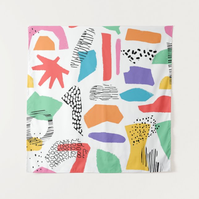 Memphis Art: Grunge Surface Design Tapestry (Front)