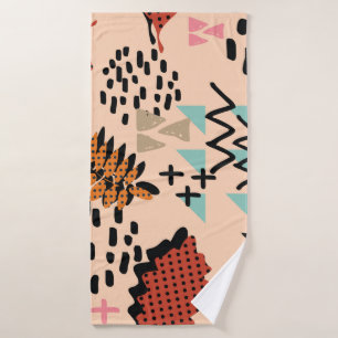 Memphis autumn fall foliage and leaves with geomet bath towel